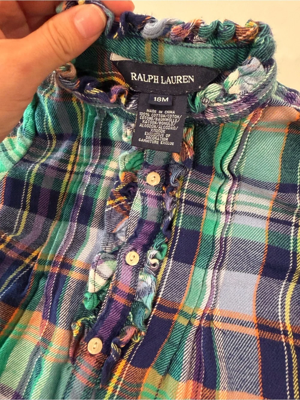 Ralph Lauren Plaid Dress in Navy, Green, Light Blue